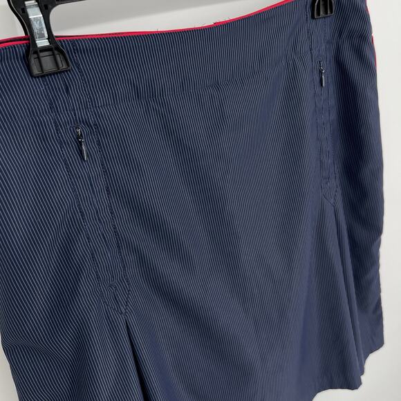 Nike Golf Navy Skirt Women Sz 8 Pinstripe A-Line Pleats Zip Pockets Liner Shorts - Picture 2 of 11